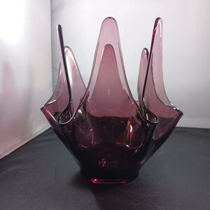 Vintage Viking Amethyst Handkerchief Glass Bowl MCM